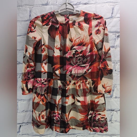 Burberry Children Girls Dress Nova Check Peony Floral 10Y 140CM - Picture 2 of 13